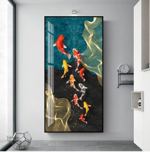 Tableau décoratif avec un motif de poisson aux couleurs vives