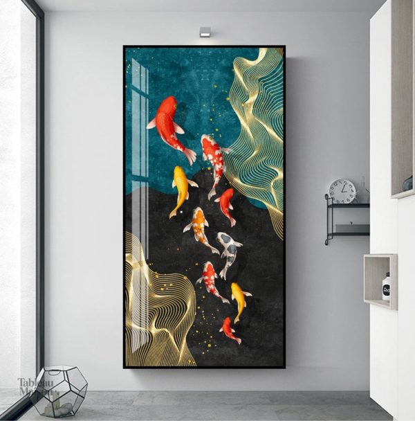Tableau décoratif avec un motif de poisson aux couleurs vives
