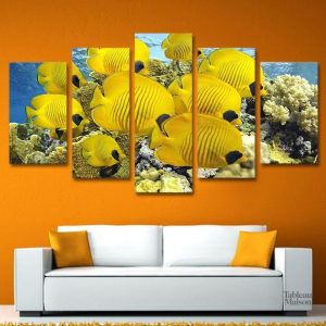 Tableau Poisson-papillon jaune décoratif