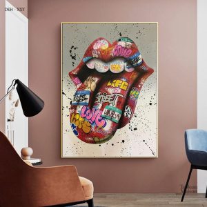 Tableau Pop Art Bouche en couleurs vives