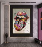 Détail d'une œuvre pop art mettant en avant une bouche
