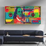 Tableau Pop Art Dollar, art mural coloré et contemporain