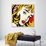 Tableau pop art représentant une femme stylisée