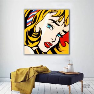 Tableau pop art représentant une femme stylisée
