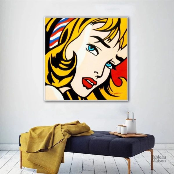 Tableau pop art représentant une femme stylisée