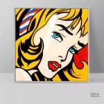 Œuvre pop art féminine avec des couleurs vives et modernes