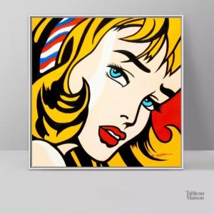 Œuvre pop art féminine avec des couleurs vives et modernes