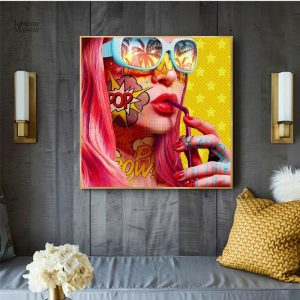 Tableau Pop Art Moderne en couleurs vives et formes géométriques