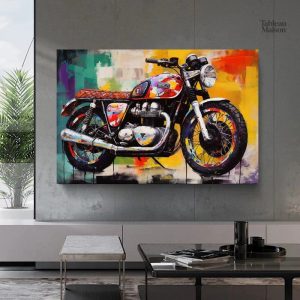 Tableau Pop Art Moto en couleurs vives