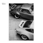 Art mural Porsche en noir et blanc