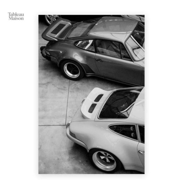 Art mural Porsche en noir et blanc