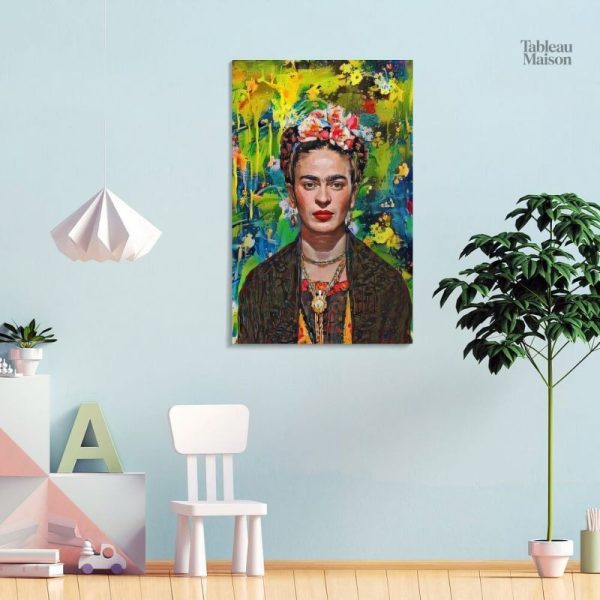 Portrait artistique de Frida Kahlo en couleurs vives