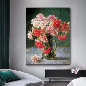 Tableau pot de fleur moderne sur fond coloré