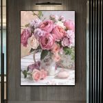 Tableau floral avec un pot de fleurs stylisé