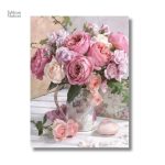 Tableau illustrant des fleurs dans un pot artistique
