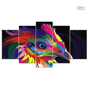Illustration de poule en polychromie, tableau décoratif unique