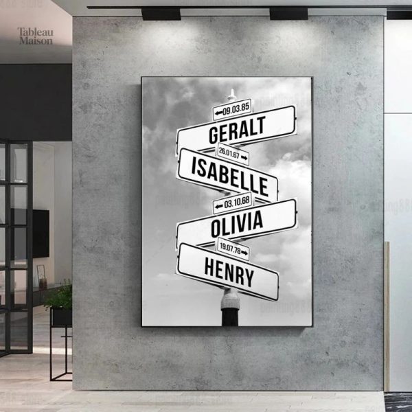 Tableau prénoms personnalisés en panneau décoratif