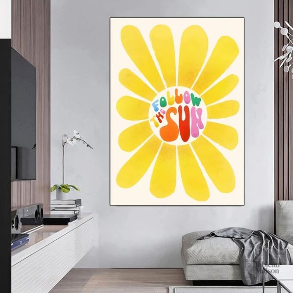 Tableau Pop Psychédélique Rétro en couleurs vives