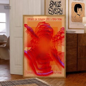 Œuvre d'art abstraite en rouge vif