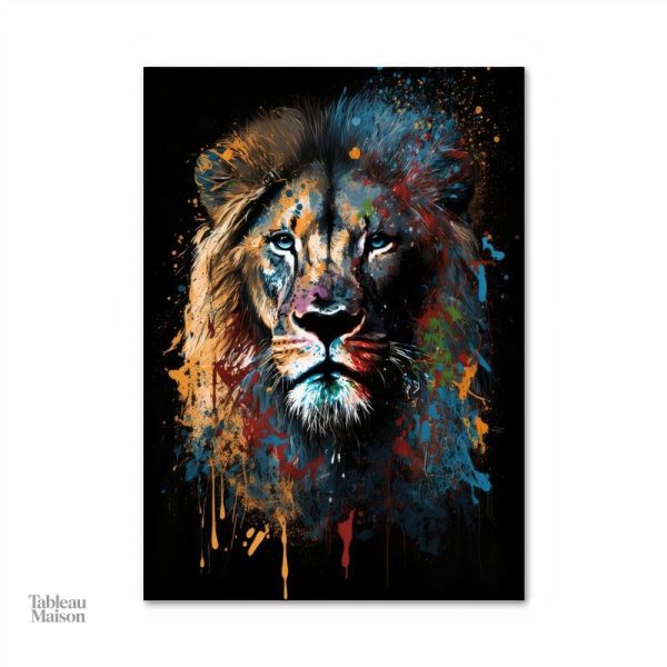 Tableau décoratif lion, style aquarelle vibrant