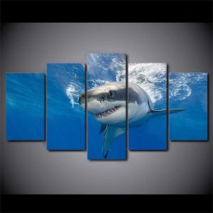 Illustration de requin en tableau, art mural moderne