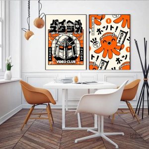 Tableau Rétro Japonais Orange