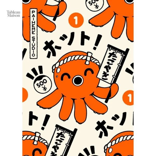 Tableau orange sur fond traditionnel japonais
