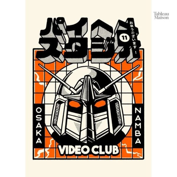 Illustration japonaise au design rétro orange