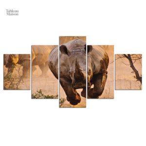 Tableau décoratif sur le thème du rhinocéros sauvage