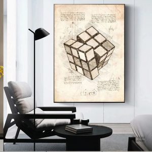 Tableau Rubik's Cube Vintage en style artistique