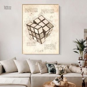 Œuvre murale colorée sur le thème du Rubik's Cube