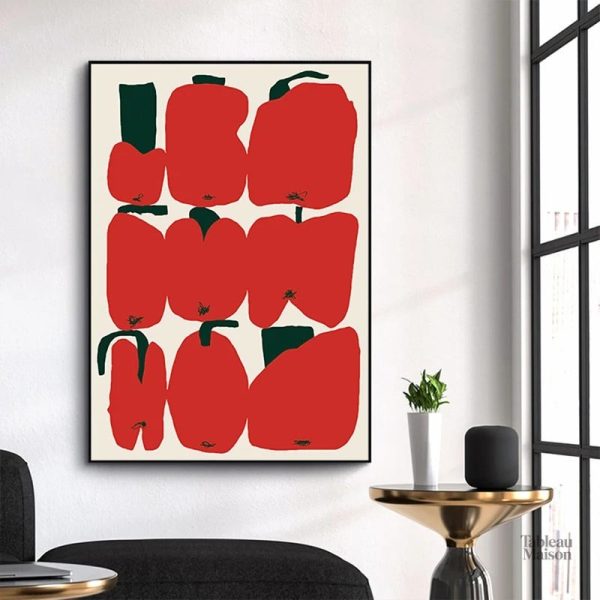 Tableau rouge pour salon moderne