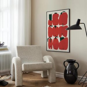 Tableau contemporain rouge, touche artistique