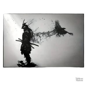 Tableau décoratif samouraï en noir et blanc