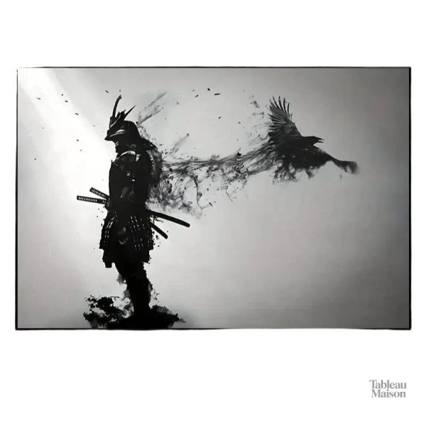 Tableau décoratif samouraï en noir et blanc