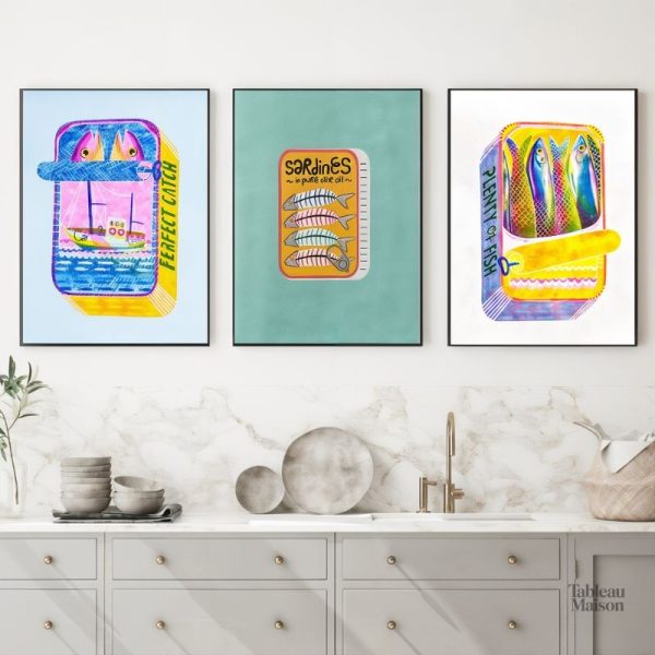 Tableau sardines décoratif pour cuisine