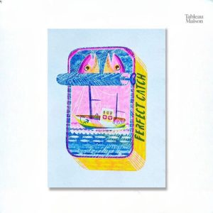 Tableau artistique sardines pour décoration de cuisine