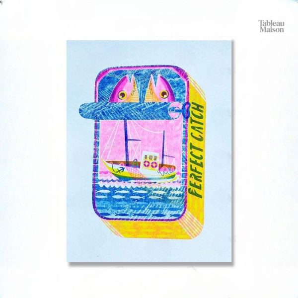 Tableau artistique sardines pour décoration de cuisine