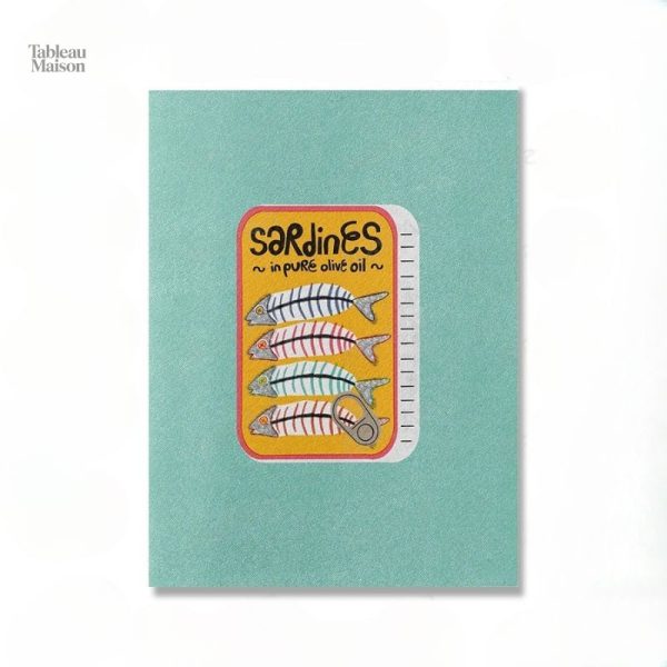 Illustration sardines vintage en tableau pour cuisine