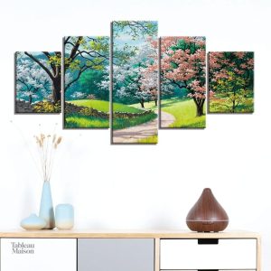Tableau printanier représentant un sentier fleuri