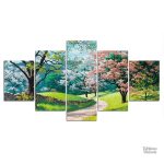 Tableau artistique de paysage printanier vibrant et coloré