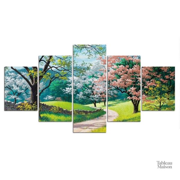 Tableau artistique de paysage printanier vibrant et coloré