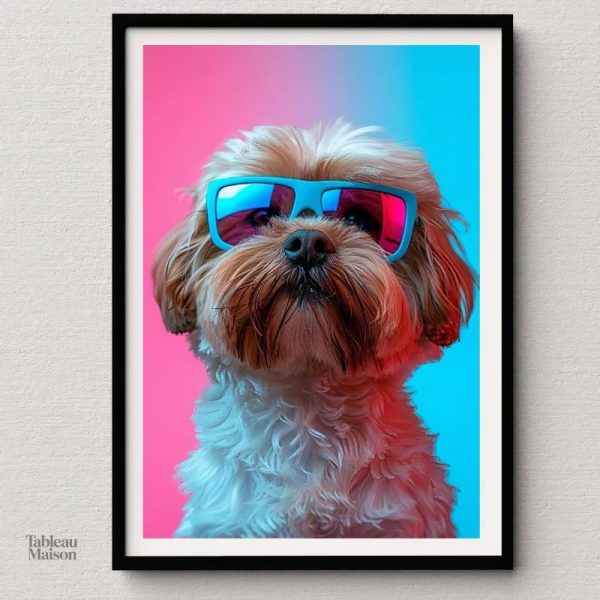 Art mural Shih Tzu dans un style pop art vibrant