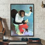 Tableau humoristique de singe en action