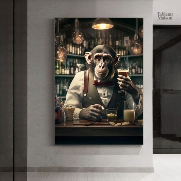 Singe barman sur toile, une touche ludique pour votre déco
