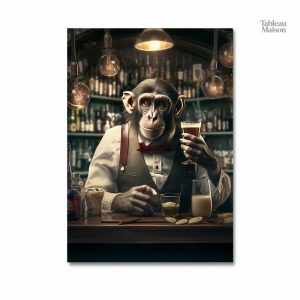Tableau original de singe, parfait pour les amateurs de cocktails