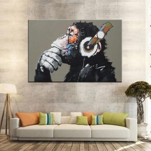 Illustration de singe avec un casque sur fond créatif