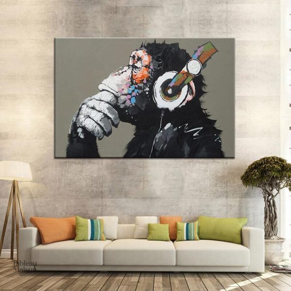 Illustration de singe avec un casque sur fond créatif