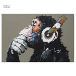 Tableau moderne de singe en casque, décor tendance