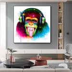 Tableau coloré représentant un singe vibrant et artistique